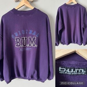 Vintage 90’s B.U.M. Equipment Deep Purple Crewneck Sweatshirt Pullover Large/XL?